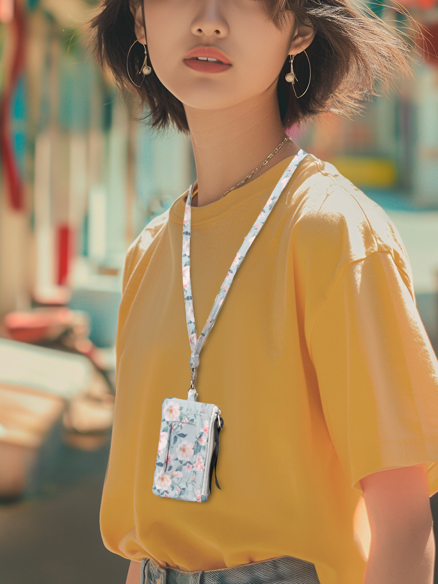 미국 단일 슈퍼 멀티 컬러 RFID 동전 지갑 카드 홀더 신호 차폐 도난 방지 ID 카드 교수형 목 카드 홀더 끈