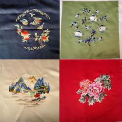 苏州刺绣花单面绣片diy扇子口金包布料古风汉服苏绣辅面料3片包邮