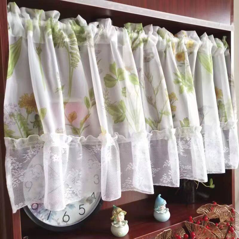 2025新款田园格子窗帘女孩卫生间遮挡帘半遮光北欧ins风厨房帘