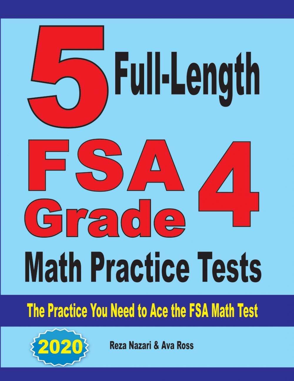 预售 按需印刷 5 full-length fsa grade 4 math practice tests