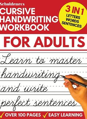 预售 Cursive Handwriting Workbook for Adults 英文原版  预售 [9781913357641]