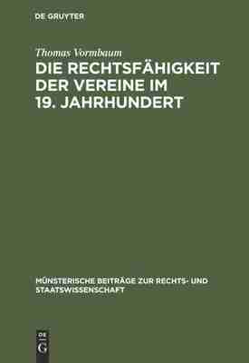 预售 按需印刷 Die Rechtsf?higkeit der Vereine im 19. Jahrhundert