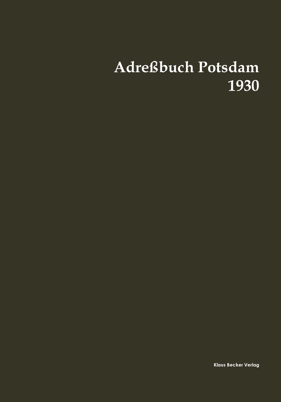 预售 按需印刷Adre?buch Potsdam 1930德语ger 书籍/杂志/报纸 原版其它 原图主图