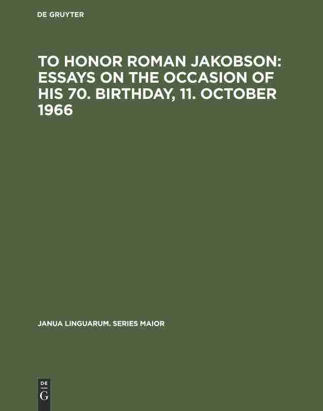 预售 按需印刷 to honor roman jakobson : essays on the occasion