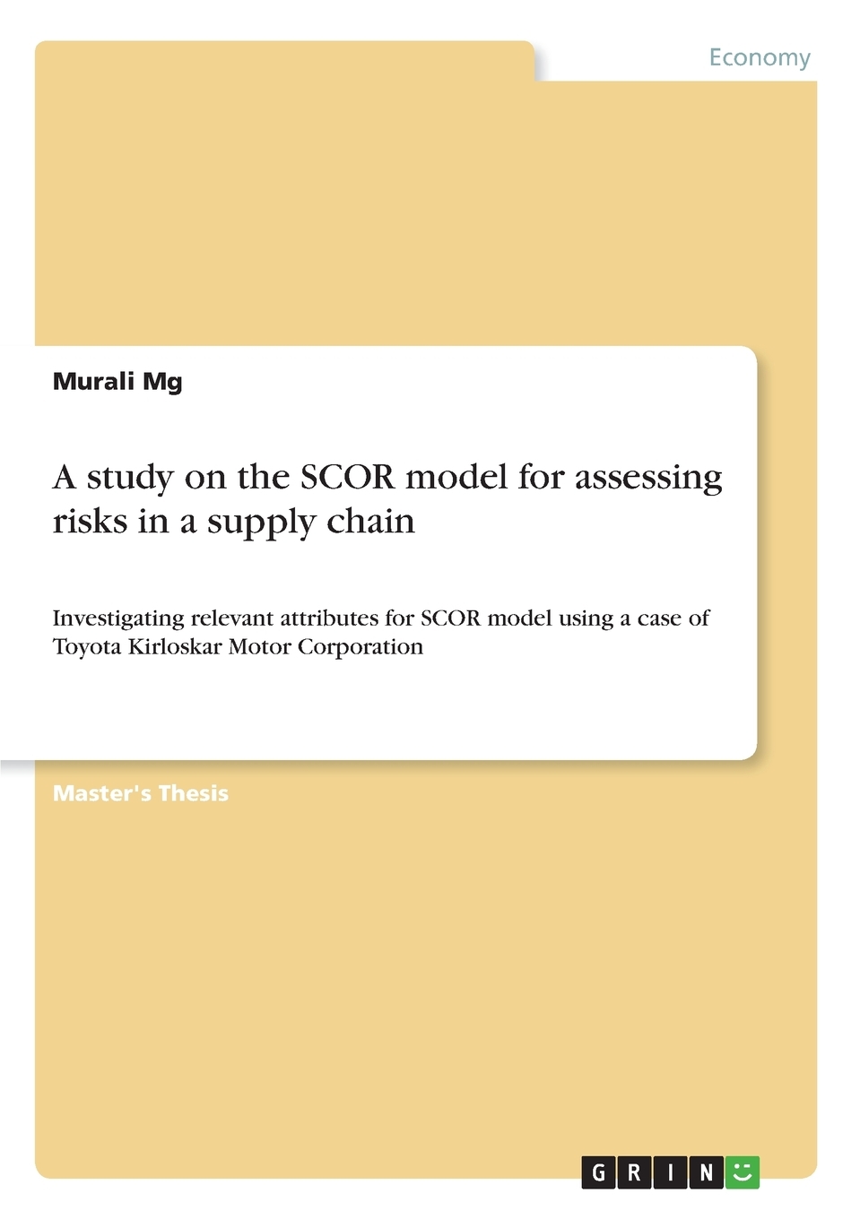 【预售 按需印刷】A study on the SCOR model for assessing risks in a supply chain 书籍/杂志/报纸 原版其它 原图主图