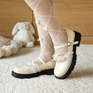 洛丽塔大码女装大佬伪娘cos单鞋漆皮粗跟cd变装高跟鞋蕾丝可爱鞋