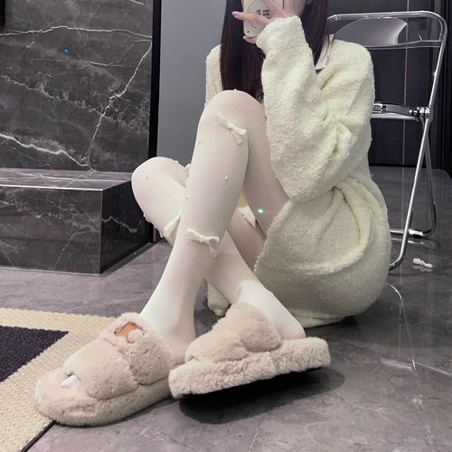 打底裤蝴蝶结奶白色甜美连裤