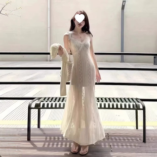 法式纯欲伪娘cd变装吊带连衣裙性感修身女装大佬气质ts变装长裙子