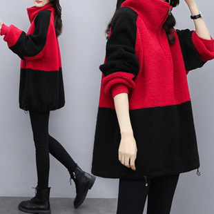 秋冬加厚伪娘衣服男中长款女装大佬羊羔绒外套cd变装长袖加绒卫衣