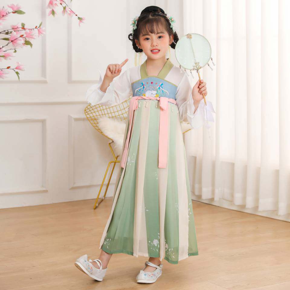 儿童汉服女童唐制齐胸襦裙春秋季超仙改良连衣裙子儿童国风古装