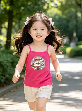 童装2026夏装新款女童洋气吊带韩版女宝宝印花背心休闲简约上衣潮