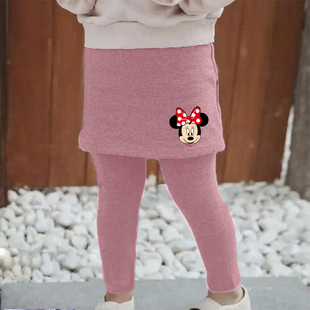 儿童女宝双面德绒裤子打底裤2025秋冬新款洋气女童裙裤假两件外穿