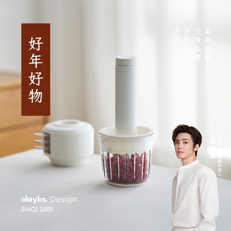 olayks立时绞肉机家用小型电动多功能搅拌佐料碎菜肉馅辅食料理机