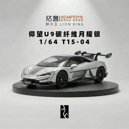 拓意1/64合金车模型国产比亚迪仰望U9轿跑收藏摆件碳纤维月耀银