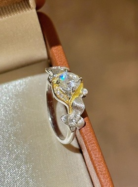 意大利拉丝圆钻蝴蝶兰戒指