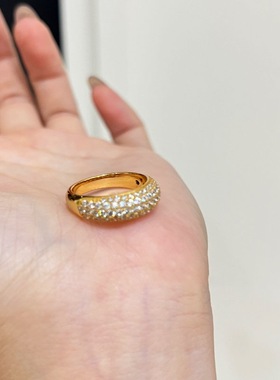 法式复古镀金镶钻满天星戒指