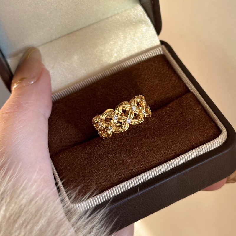 中古风复古繁花似锦镂空戒指