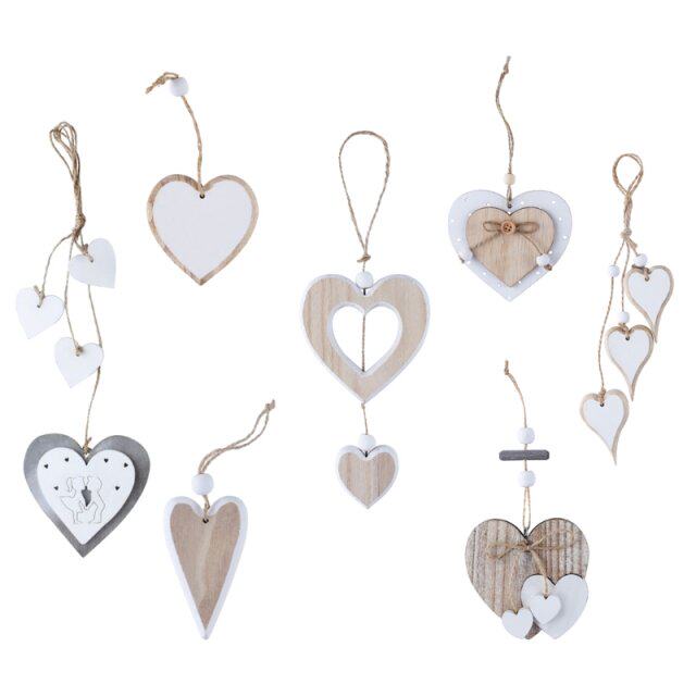 wooden heart pendant diy wood craft hanging ornament for wed