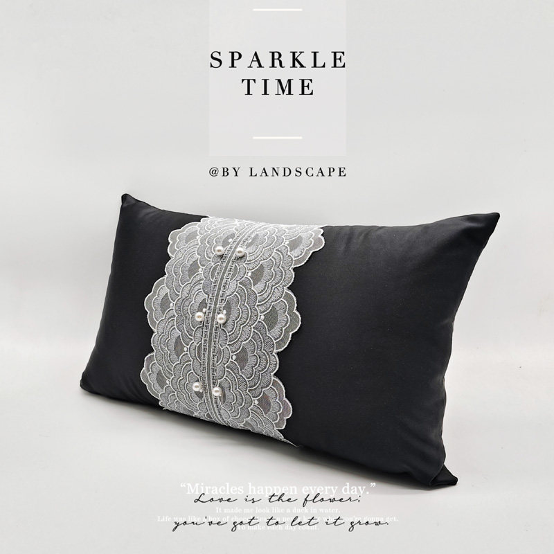 出口新款珍珠蕾丝含芯抱枕