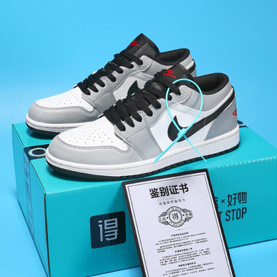 正品AJ官网aj男鞋莆田官方正品aj1烟灰低帮板鞋黑白熊猫休闲空军
