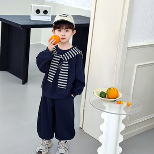 男童春装运动套装2026新款儿童春季披肩卫衣两件套春秋款休闲衣服