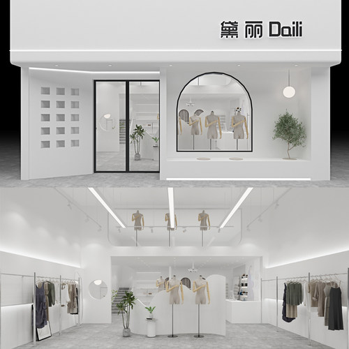 实体门头店铺面奶茶服装餐饮女童装美甲美容鞋店3D装修设计效果图 - 封面