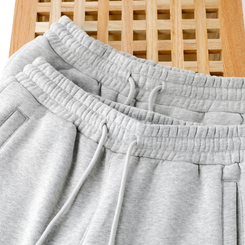 BASIC VERSATILE ONE FOR EVERYONE  FLOWER GRAY VELVET SWEATPANTS WOMENS WINTER THICKENED CASUAL LEGGINGS SWEATPANTS MEN