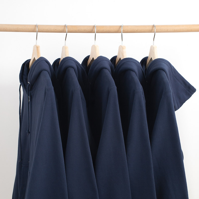 VINTAGE INDIGO 460G HEAVY DARK BLUE LOOSE HOODED ZIPPER SWEATSHIRT WOMENS NAVY BLUE CARDIGAN JACKET MENS AUTUMN