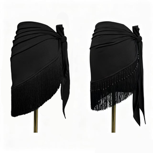 拉丁舞服短臀巾流苏动感显腿长女成人练功服练习新款半身裙