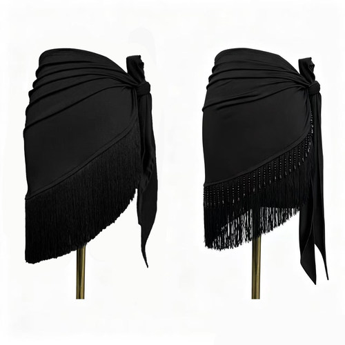 拉丁舞服短臀巾流苏动感显腿长女成人练功服练习新款半身裙