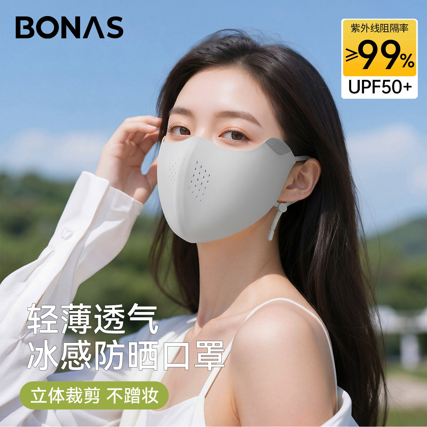 防晒口罩女防紫外线凉感透气面纱防尘开车运动骑行遮阳挂耳式面罩