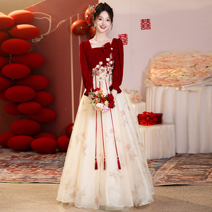 大码 胖mm香槟色回门服 敬酒服女新娘中国风订婚礼服连衣裙2025新款