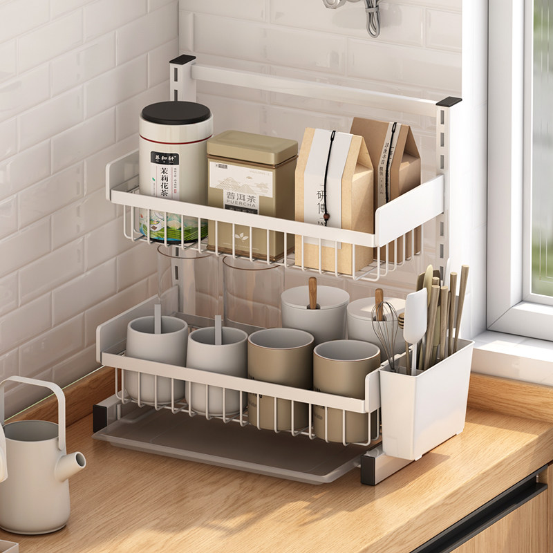 杯架置物架水杯茶杯子茶具客厅厨房桌面双层托盘家用沥水盒收纳架,家庭/个人清洁工具,杯架,淘宝优惠券,粉丝福利购,淘宝优惠卷