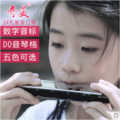 口琴24孔复音c调奇美口琴初学者入门教学练习学生儿童成人乐器
