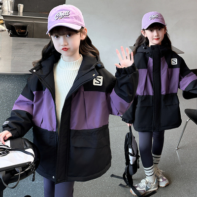 女童外套秋冬冬装加厚夹棉上衣