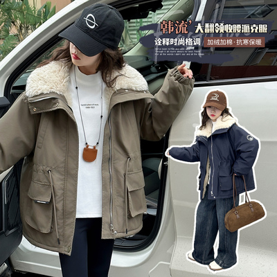 女童加厚外套冬款2025新款女大童休闲加绒派克服儿童时尚保暖冬装