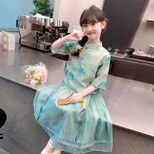 儿童新中式国风套装女童春夏装2025新款旗袍春款连衣裙山水画汉服