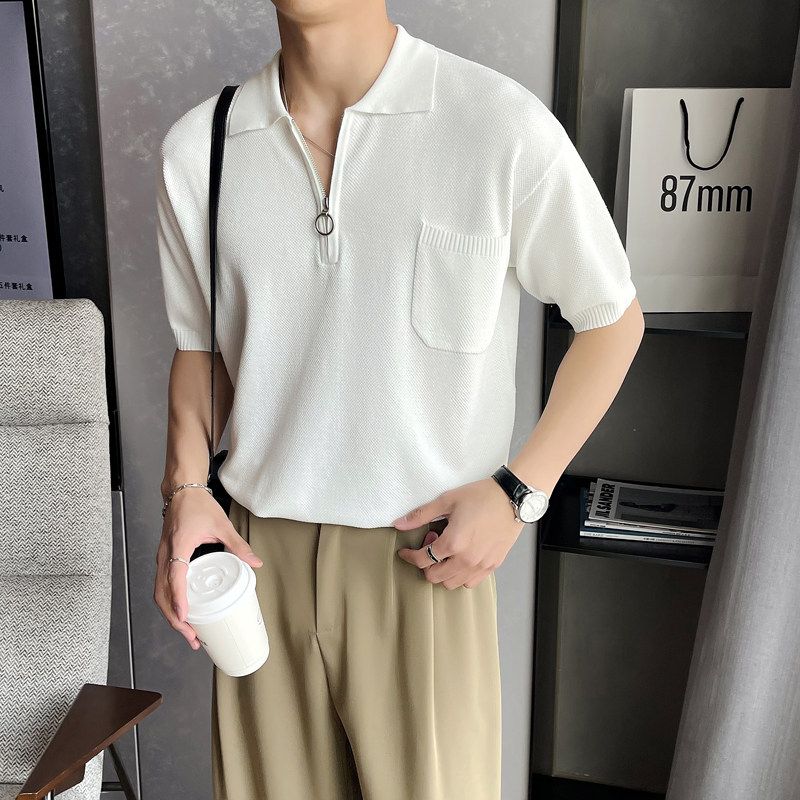 夏季针织polo衫短袖冰丝型男半袖t恤宽松针织衫B285-392P78,男装T恤,电商B285
