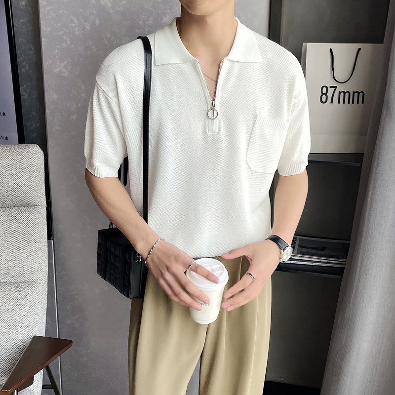 夏季针织polo衫短袖冰丝型男半袖t恤宽松针织衫B285-392P78,男装T恤,电商B285