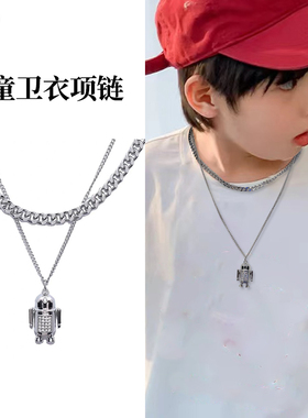 新款男童项链儿童个性街舞走秀嘻哈装饰挂饰锁骨链女童卫衣链配饰