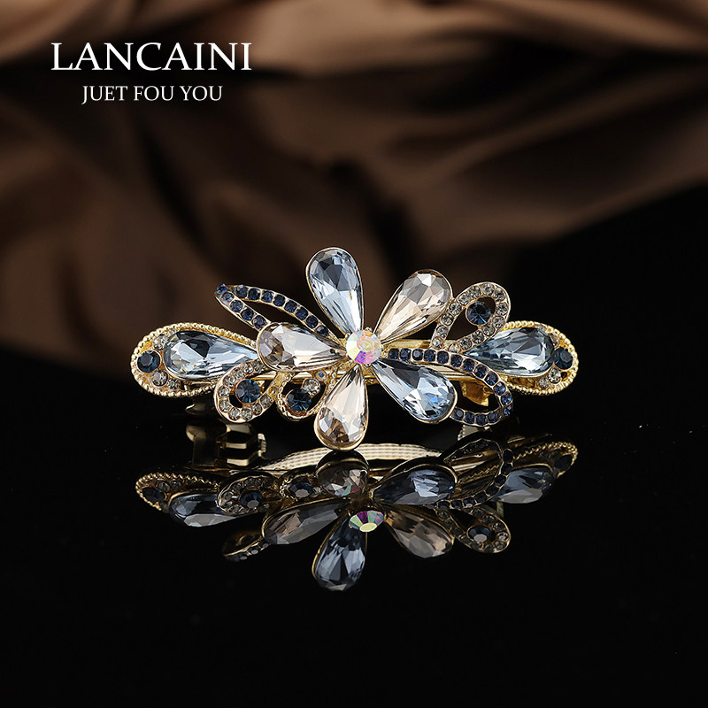 LANCAINI复古花朵水钻发夹百搭
