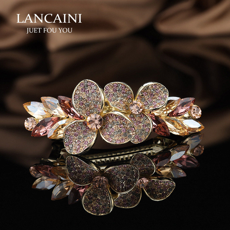LANCAINI复古水钻花朵合金发夹