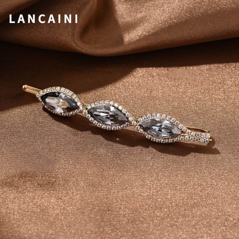 施华水晶边夹头饰高端定制韩国2021年新款发卡侧边一字刘海头发夹