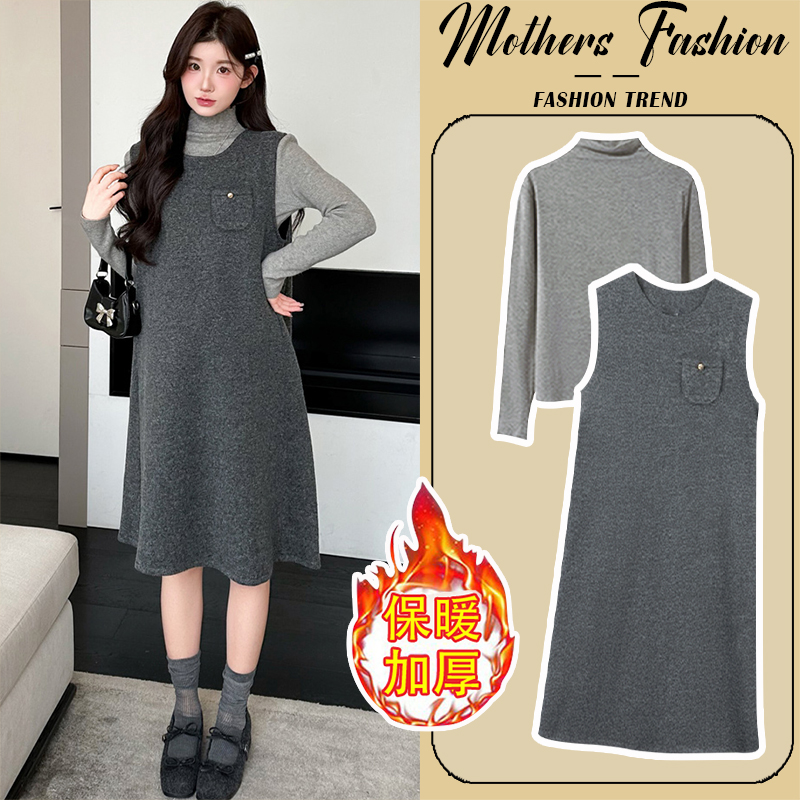 孕妇连衣裙套装秋冬韩版高级感