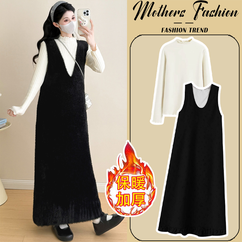 孕妇连衣裙套装秋冬2025新款韩版