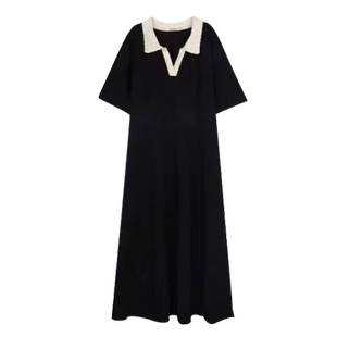 孕妇连衣裙Polo领短袖薄款针织时尚宽松冰丝遮肚中长款2026新款夏