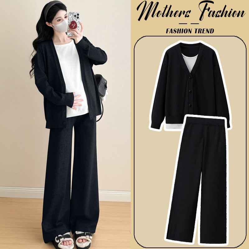 孕妇黑色套装春秋2026新款孕期穿搭时尚洋气针织毛衣裤子两件套女,孕妇装/孕产妇用品/营养,连衣裙,淘宝优惠券,粉丝福利购,淘宝优惠卷