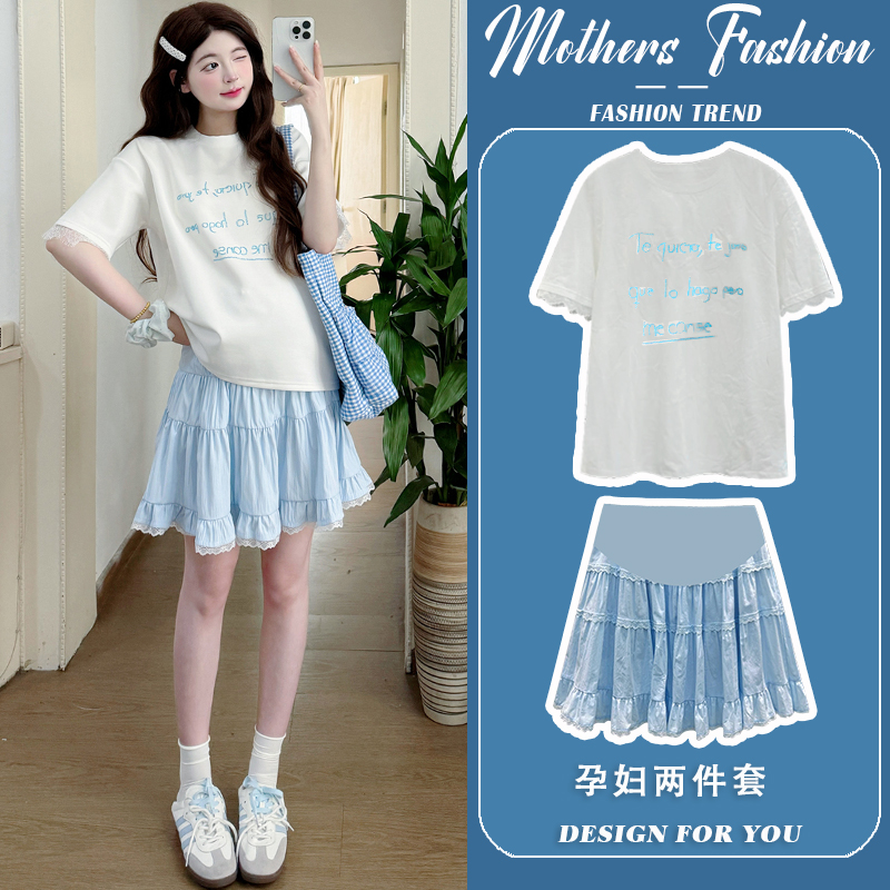孕妇连衣裙套装夏季2025新款韩版
