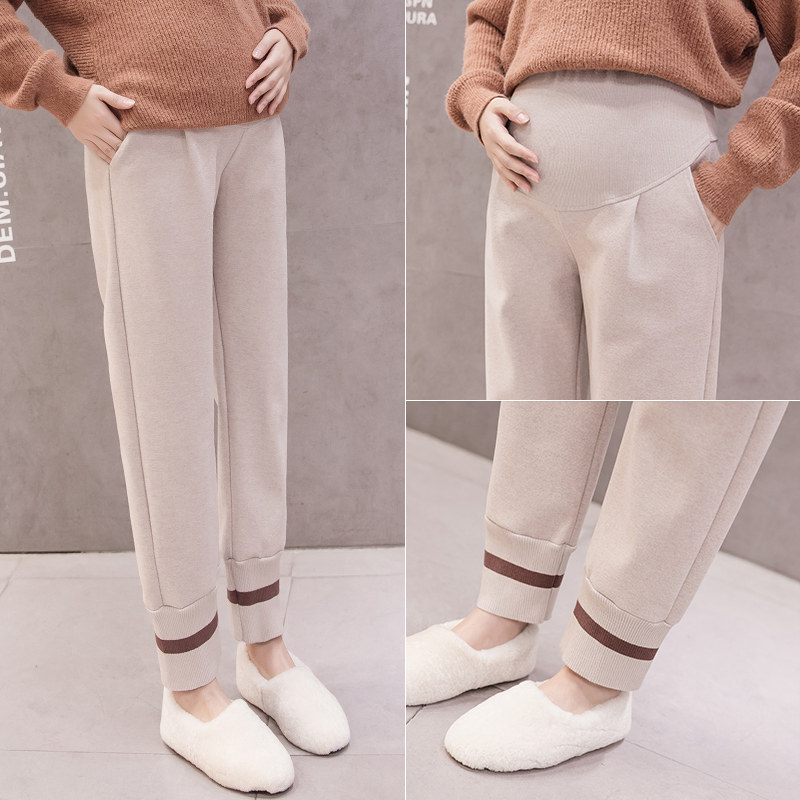 孕妇打底裤外穿2020秋冬新款加厚保暖托腹裤宽松加绒显瘦小脚裤子