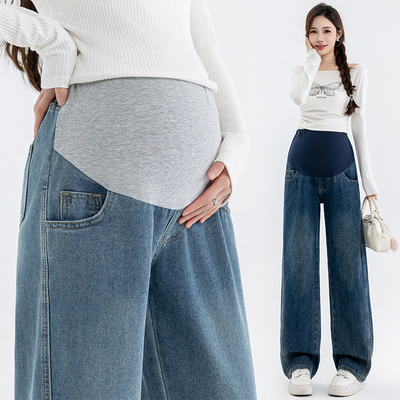 孕妇窄版弯刀牛仔裤春秋冬2025